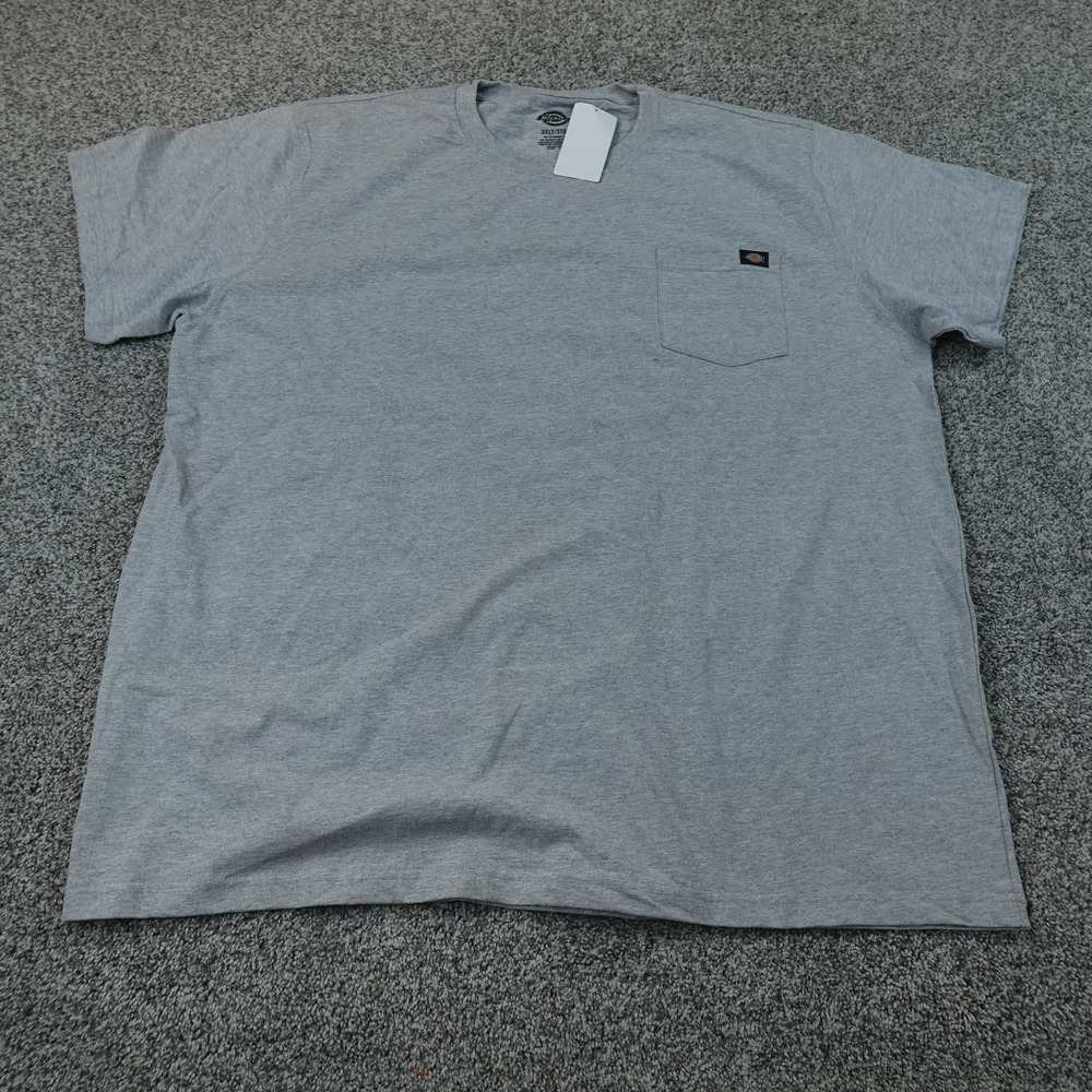 NEW Dickies Shirt Mens 3XLT Gray Short Sleeve Pocket Logo Workwear Tee T-Shirt